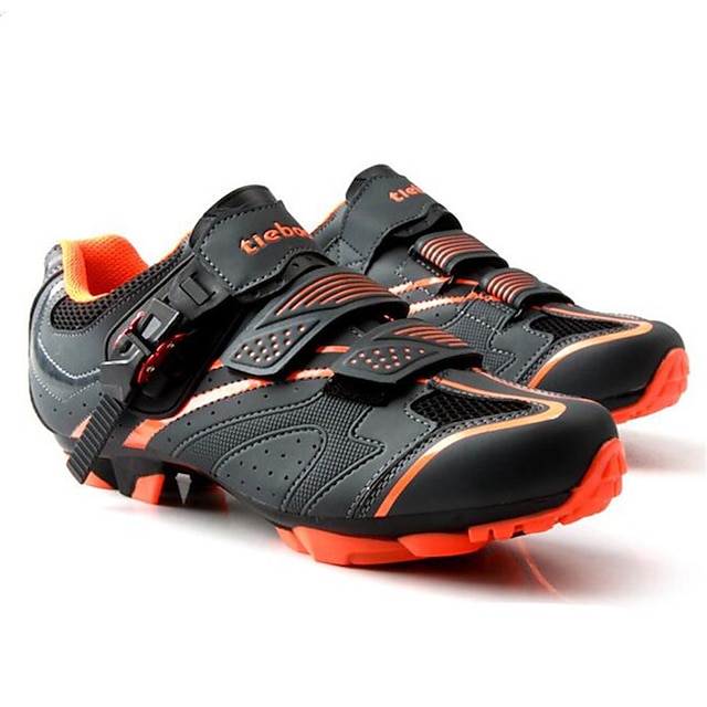 Tiebao® Volwassenen Mountainbikeschoenen Carbonvezel Anti-slip Wielrennen Zwart / oranje Voor heren Fietsschoenen / Ademend Gaas / Haak en lus