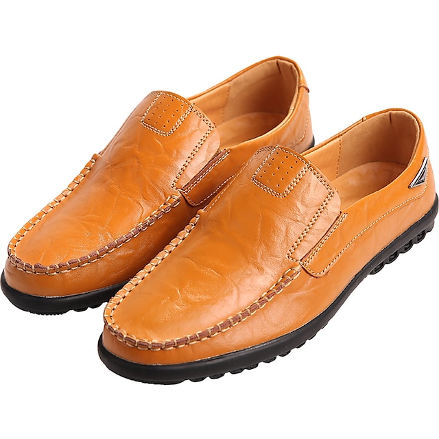  Męskie Komfortowe buty Lato Casual Na zewnątrz Mokasyny i buty wsuwane Skóra Jasnobrązowy / Ciemnobrązowy / Czarny