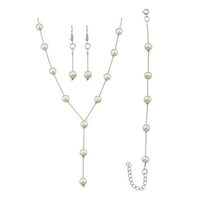  שרשרת וצמידים עגילי טיפה שרשראות תליון צף נשים בסיסי מתוק עגילים תכשיטים לבן עבור יומי משרד קריירה