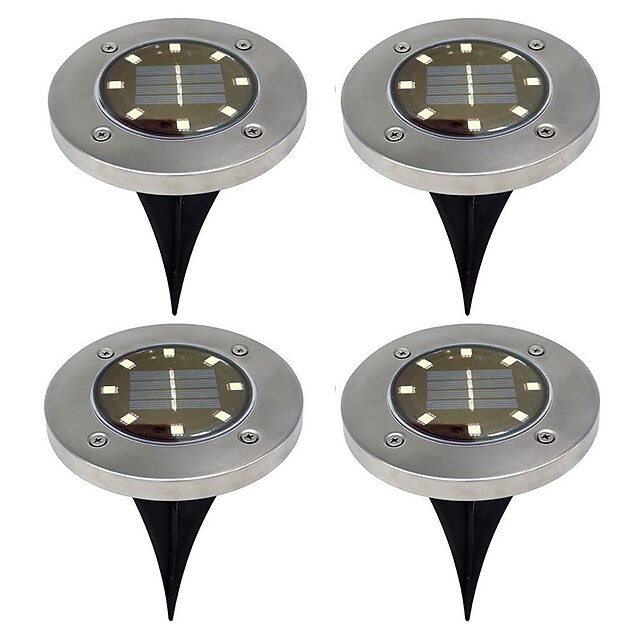  BRELONG® 4pcs 5 W Leuchte für Rasenplatz Wasserfest / Solar / Lichtsteuerung Warmes Weiß / Weiß 1.5 V Außenbeleuchtung 8 LED-Perlen