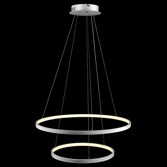  2-lumina 60 (24 '') pendulă cu led luminos, cerc metalic acrilic finisat vopsit finisaj modern contemporan 110-120v 220-240v