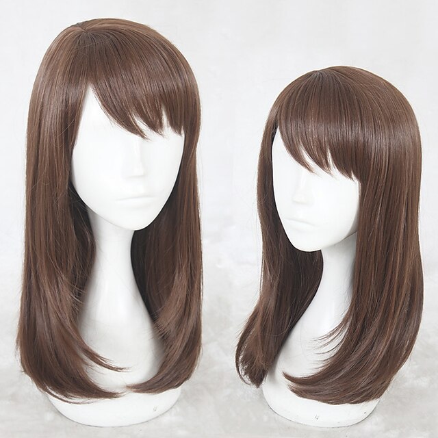  Synthetic Wig Straight Layered Haircut Wig Long Brown Synthetic Hair Women's Natural Hairline Light Brown