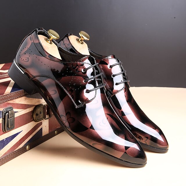 Men's Oxfords Christmas Xmas Derby Shoes Dress Shoes Floral Patent ...