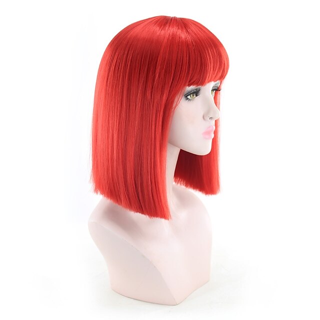 Beauty & Hair Wigs & Hair Pieces | Synthetic Wig Straight Kardashian Bob Wig Short Pink Red Synthetic Hair Womens Synthetic New 