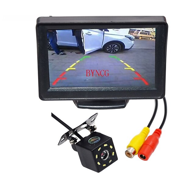  WG4.3T-8LED 4.3 inch TFT-LCD 480TVL 480p 1/4 inch CMOS PC7030 Wired 120 Degree 1 pcs 120 ° 0.3 inch Car Rear View Kit LED Indicator for Universal / Car