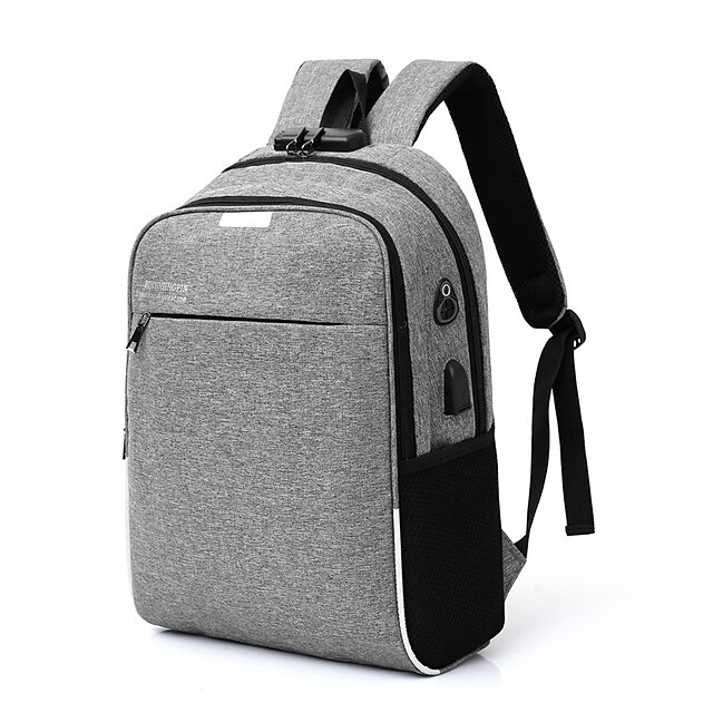  Men's Canvas School Bag Commuter Backpack Functional Backpack Large Capacity Waterproof Zipper Office & Career Black Blue Gray