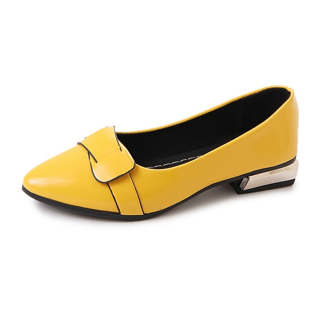 Damen Flache Schuhe Applikationen Niedriger Absatz Spitze Zehe Komfort Wanderschuhe PU Schwarz Weiß Gelb