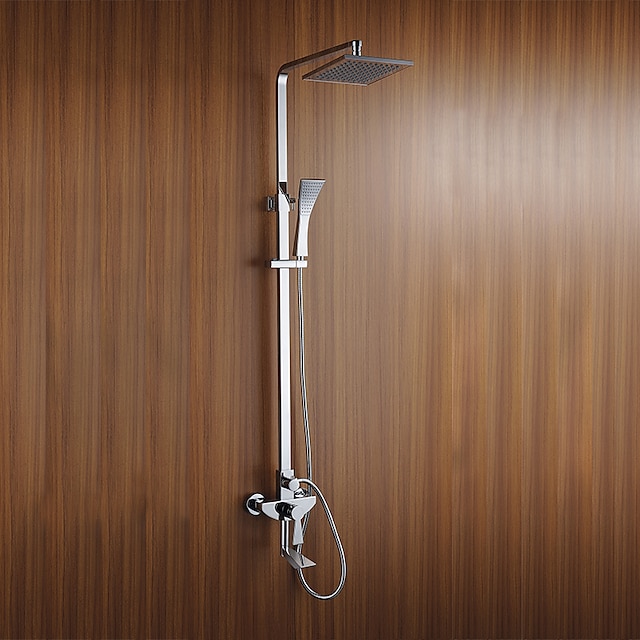  Shower Faucet - Art Deco / Retro Chrome Shower System Ceramic Valve Bath Shower Mixer Taps / Brass / Two Handles Three Holes