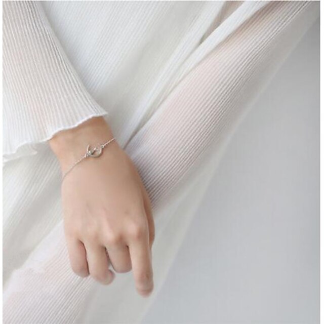  Women's Chain Bracelet Cat Moon Animal S925 Sterling Silver Bracelet Jewelry Silver For Wedding Date
