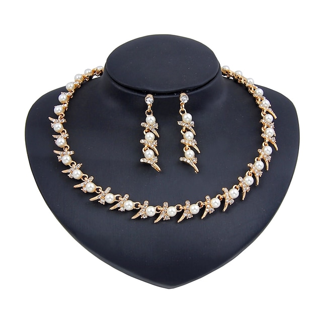  Women's Jewelry Set Imitation Pearl, Gold Plated Simple, Fashion Include Bridal Jewelry Sets Gold For Wedding Party