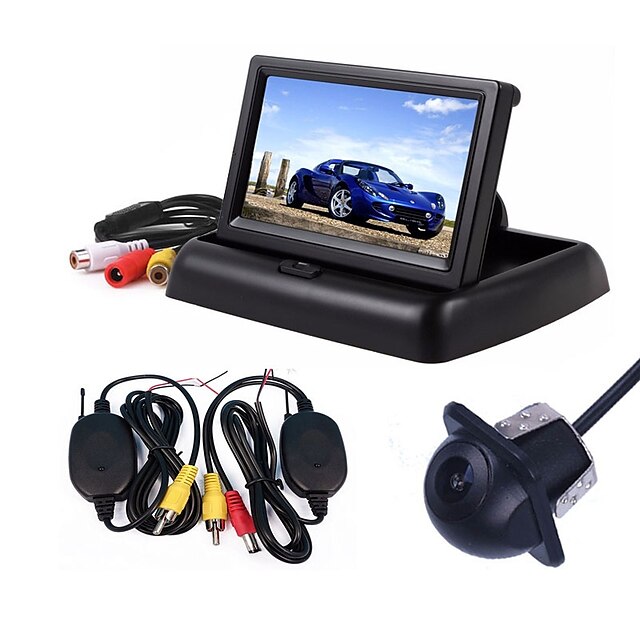  ZIQIAO 3 in 1 Wireless Parking Camera Monitor Video System Folding Foldable Car Monitor With Rear View Camera Wireless Kit