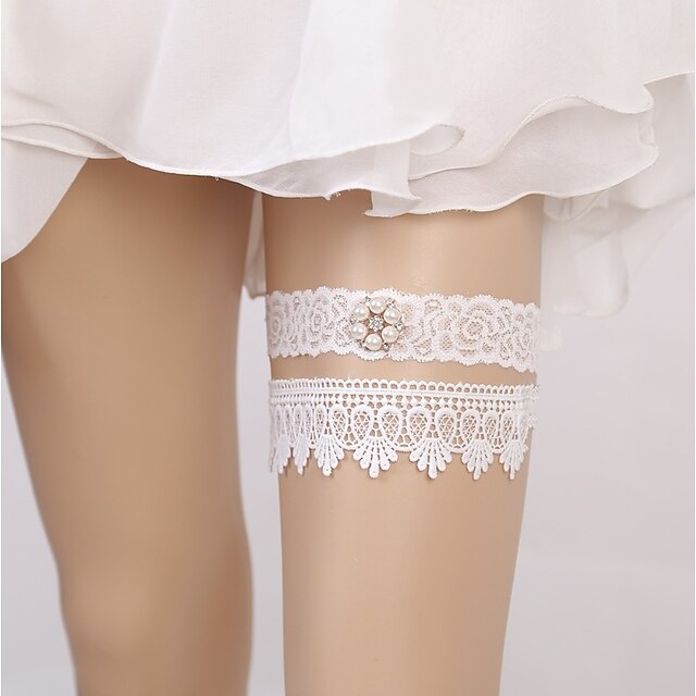  Dentelle Mariage / Style européen Jarretière de mariage Avec Strass / Perle fausse Jarretières Mariage / Soirée