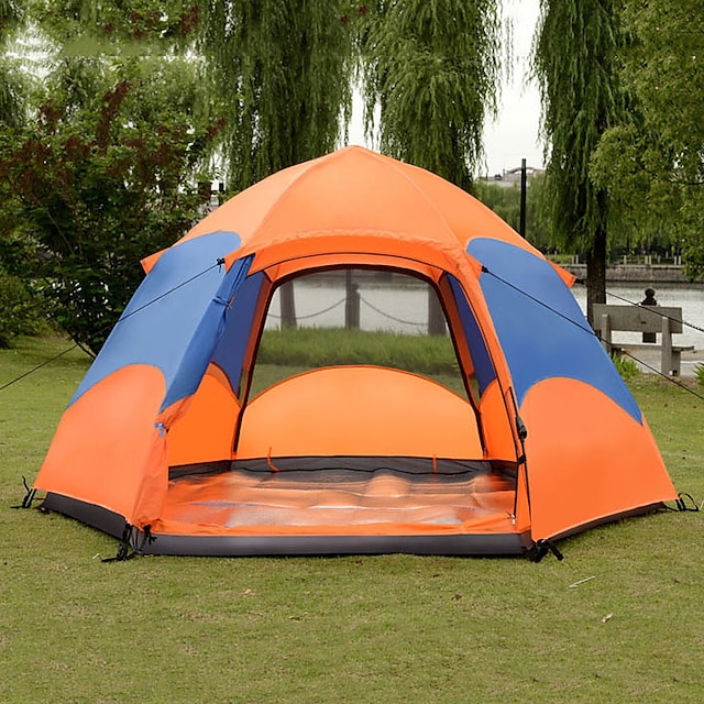  8 person Automatic Tent Outdoor Lightweight Windproof Rain Waterproof Double Layered Automatic Dome Camping Tent 1500-2000 mm for Fishing Climbing Camping / Hiking / Caving Terylene PU(Polyurethane)