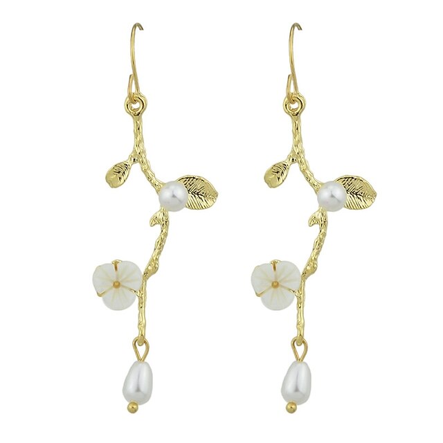  Women's Drop Earrings Leaf Flower Ladies Fashion Earrings Jewelry Gold For Gift Date
