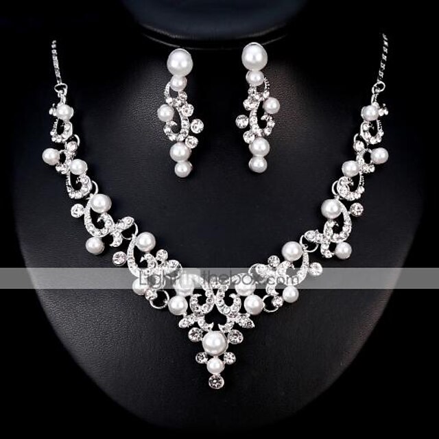  Women's Jewelry Set European Fashion Pearl Earrings Jewelry Silver For Wedding Daily