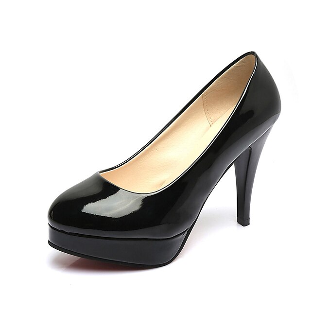  Women's Patent Leather Fall Comfort Heels Low Heel Pointed Toe Black / Red / Almond