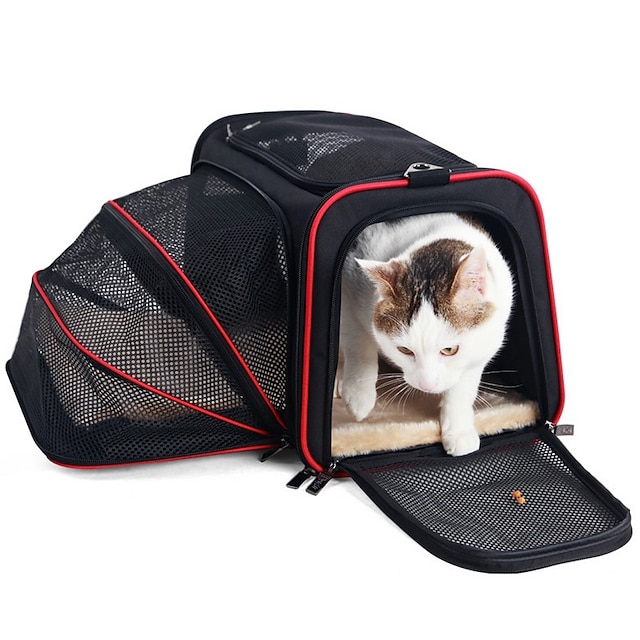  Rozătoare Câini Iepuri Rucsac de călătorie Carrier Bag Kennel & Crate Portabil Respirabil Multistratificat Clasic Îmbrăcăminte Oxford Câine mediu Negru