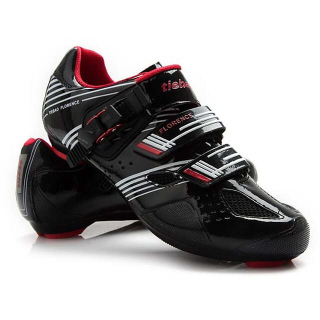  Tiebao® Road Bike Shoes Carbon Fiber Anti-Slip Cycling Black / Red Men's Cycling Shoes / Hook and Loop