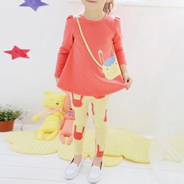  Toddler Clothing Set Long Sleeve Orange Light Blue Print Long