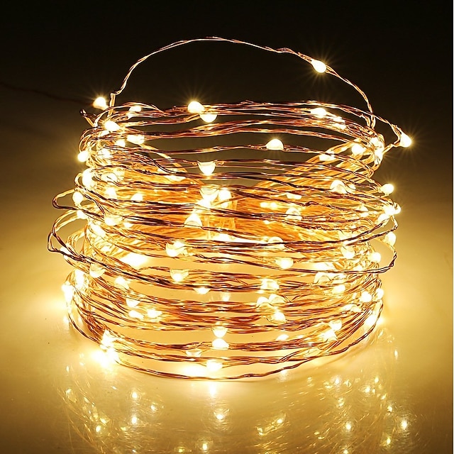  10m Bare De Becuri LED Rigide Fâșii de Iluminat 100 LED-uri 1set Alb Cald Alb Crăciun decor de nunta Baterii alimentate