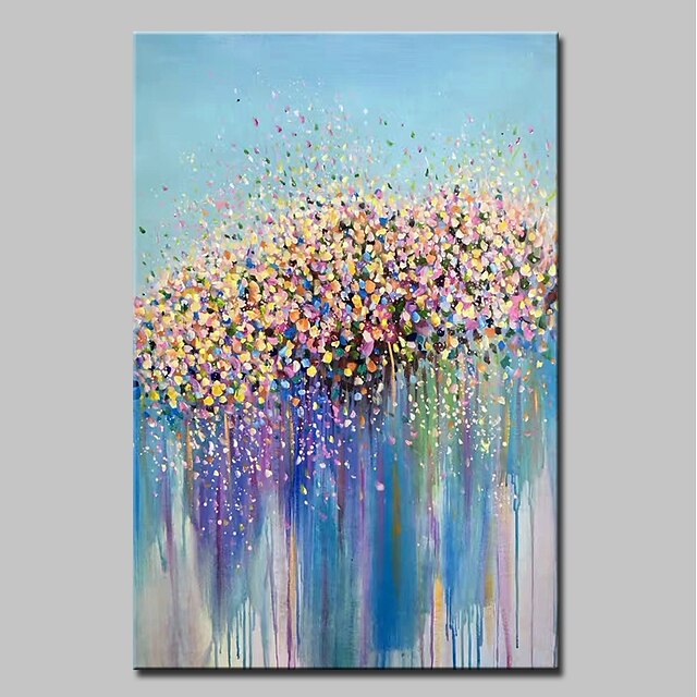  Pintura a Óleo Pintados à mão - Abstrato Floral / Botânico Modern Incluir moldura interna / Lona esticada