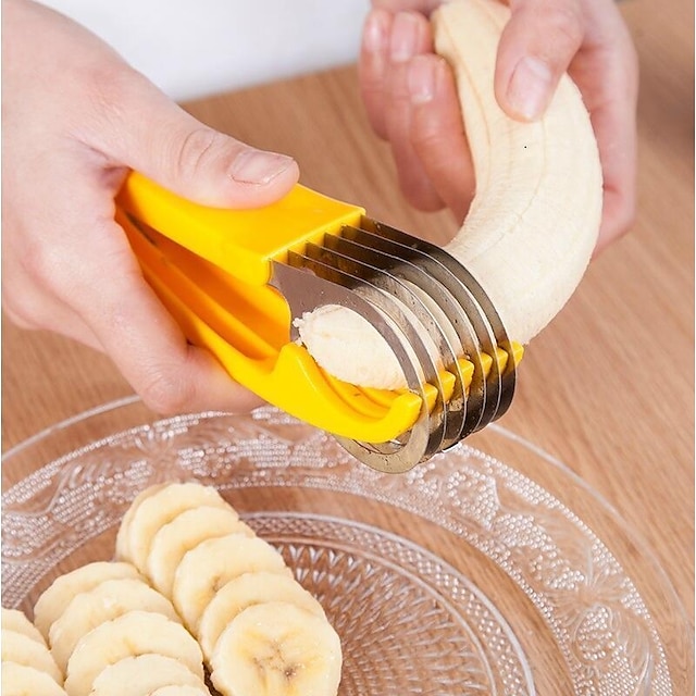  ruostumattomasta teräksestä valmistettu banaani-leikkuri kurkku-banaanien leikkuri kinkku terä hedelmävihanneksen työkalut