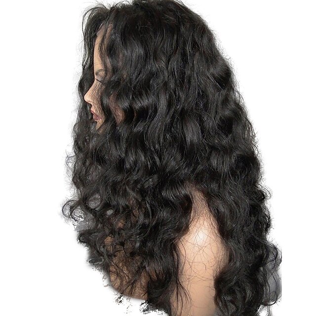  Virgin Human Hair Lace Front Wig Layered Haircut style Brazilian Hair Loose Wave Black Wig 130% Density with Baby Hair Natural Hairline For Black Women Women's Long Human Hair Lace Wig Aili Young Hair