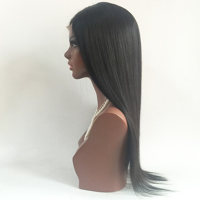  Niet verwerkt Menselijk Haar Kanten Voorkant Pruik Gelaagd kapsel Kardashian stijl Braziliaans haar Recht Zwart Pruik 130% Haardichtheid met babyhaar Natuurlijke haarlijn Dames Kort Gemiddelde Lengte