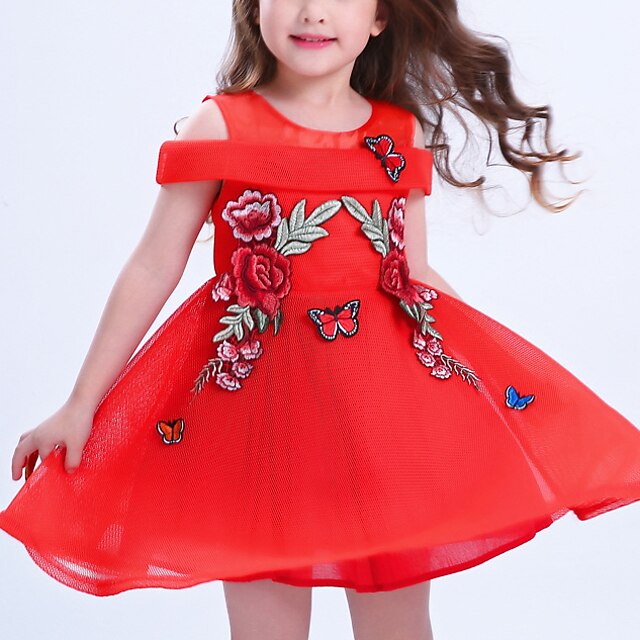  Girls' Sleeveless Solid Colored 3D Printed Graphic Dresses Floral Cotton Polyester Dress Summer Spring Kids Daily