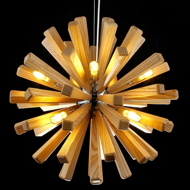 10 lumières 12 cm Lampe suspendue Bois / Bambou Bois / Bambou Rustique 110-120V 220-240V