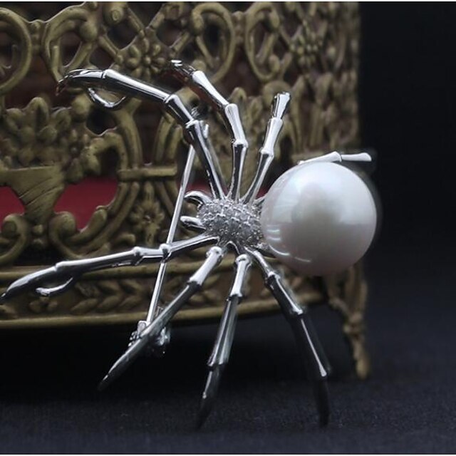  Brooches Spiders Animal Statement European Brooch Jewelry White Gray For Halloween Masquerade