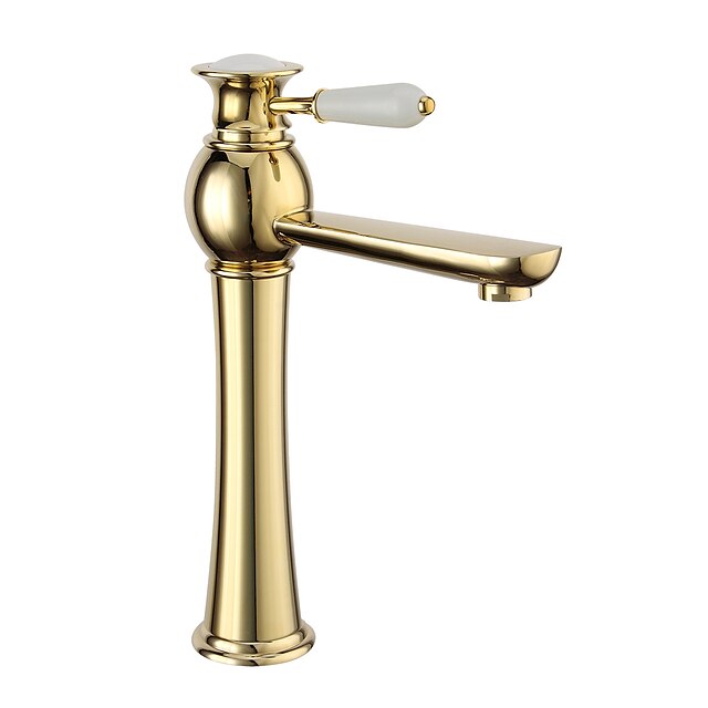  Μπάνιο βρύση νεροχύτη - Περιστρεφόμενες Χρώμιο Αναμεικτικές με ενιαίες βαλβίδες Μία Οπή / Ενιαία Χειριστείτε μια τρύπαBath Taps