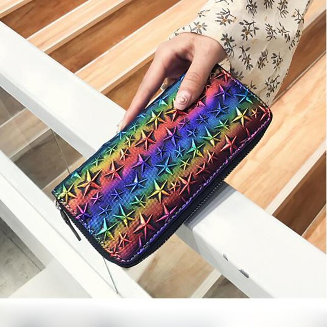  Women's Bags PU(Polyurethane) Wallet Zipper Black / Gray / Rainbow