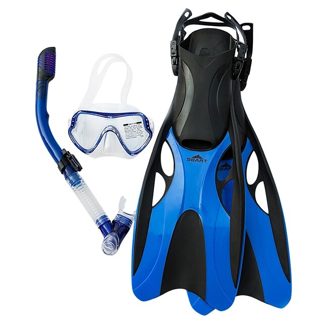  SBART Snorkeling Set Diving Package - Diving Mask Diving Fins Snorkel - Dry Top Long Blade Swimming Diving Scuba Silicone  For  Adults