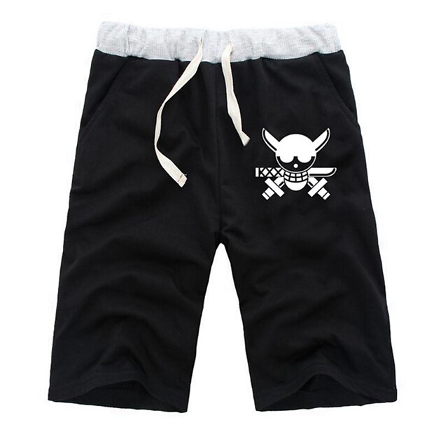  Inspirado por One Piece Monkey D. Luffy Anime Fantasias de Cosplay Japanês Tops Cosplay / Bottoms Anime Sólido ½ Pant Calções Para Todos