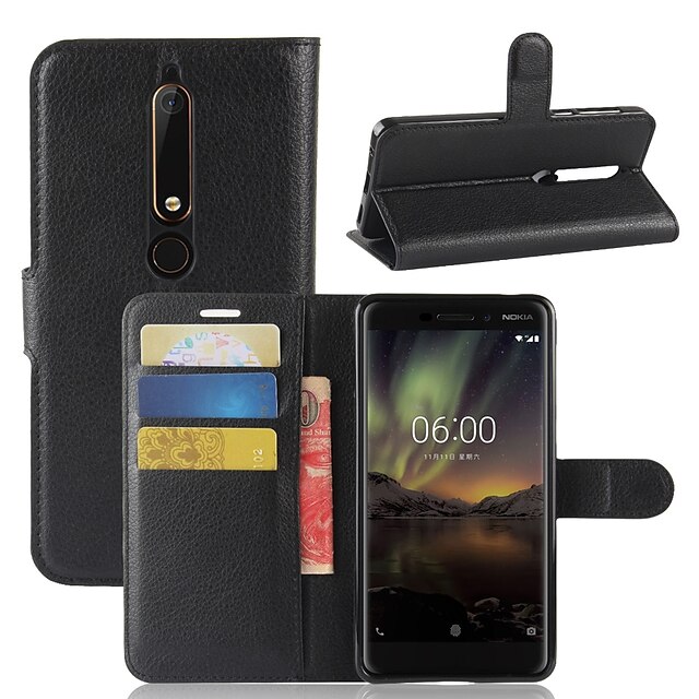  Case For Nokia Nokia 9 / Nokia 8 / Nokia 7 Wallet / Card Holder / Flip Full Body Cases Solid Colored Hard PU Leather
