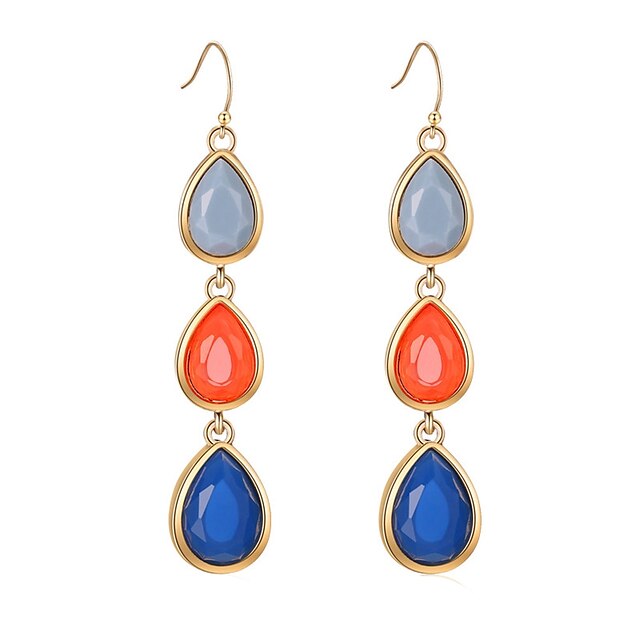  Women's Drop Earrings 3 stone Classic Bohemian Sweet Resin Earrings Jewelry Rainbow For Gift Evening Party