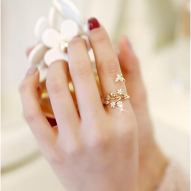  Pentru femei manşetă Ring Inel reglabil Roz auriu Aliaj Modă Nuntă Dată Bijuterii Floare Fluture