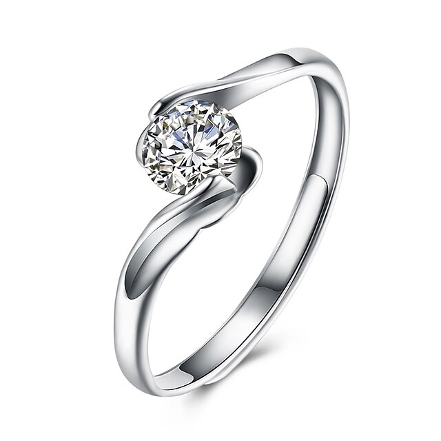  Anillo Cuff Diamante Geométrico Plata S925 Sterling Silver damas Moda Ajustable / Mujer / Zirconia Cúbica