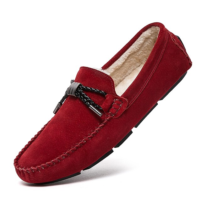  Hombre Cuero Otoño / Invierno Confort / Forro de piel Zapatos de taco bajo y Slip-On Negro / Rojo / Combinación