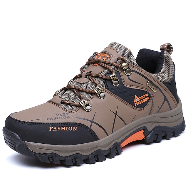 Hombre Zapatos Confort PU Primavera / Otoño Zapatillas de deporte Senderismo Antideslizante Caqui / Verde Ejército / Gris / Con Cordón