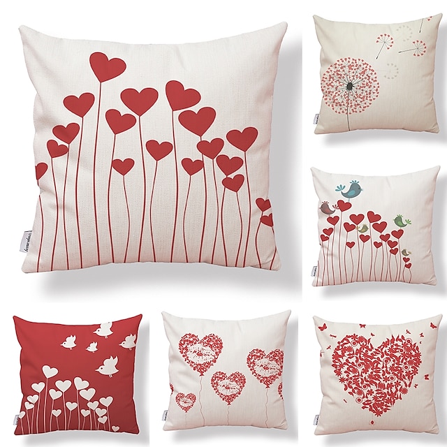  6 pcs Textile Cotton / Linen Pillow case, Special Design Printing Cartoon Artistic Style Lovely