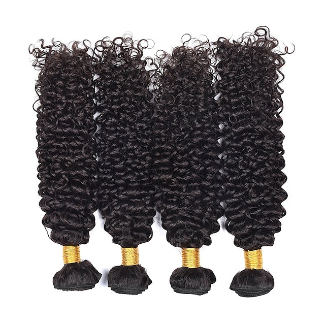 4 حزم شعر برازيلي Kinky Curly شعر مستعار طبيعي وصلات شعر طبيعي 8-28 بوصة اللون الطبيعي ينسج شعرة الإنسان ارشادية عرض ساخن شعر إنساني إمتداد / 8A