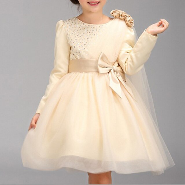  Girls' Bow / Dresswear Going out Solid Colored Long Sleeve Dress