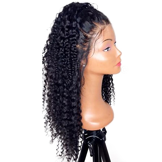  Human Hair Unprocessed Human Hair Lace Front Wig Middle Part Side Part style Brazilian Hair Curly Natural Wig 130% Density with Baby Hair Natural Hairline For Black Women 100% Hand Tied Bleached Knots