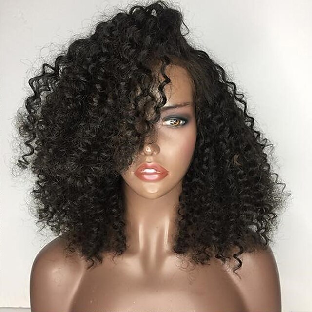  Remy Human Hair Unprocessed Human Hair Lace Front Wig Bob style Brazilian Hair Curly Wig 130% Density with Baby Hair Natural Hairline African American Wig Unprocessed Bleached Knots Women's Short
