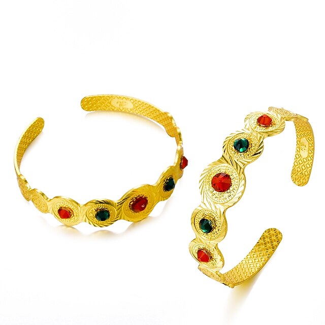  Bracelets Rigides Manchettes Bracelets - Ethnique Bracelet Or Pour Soirée Cadeau / 2pcs