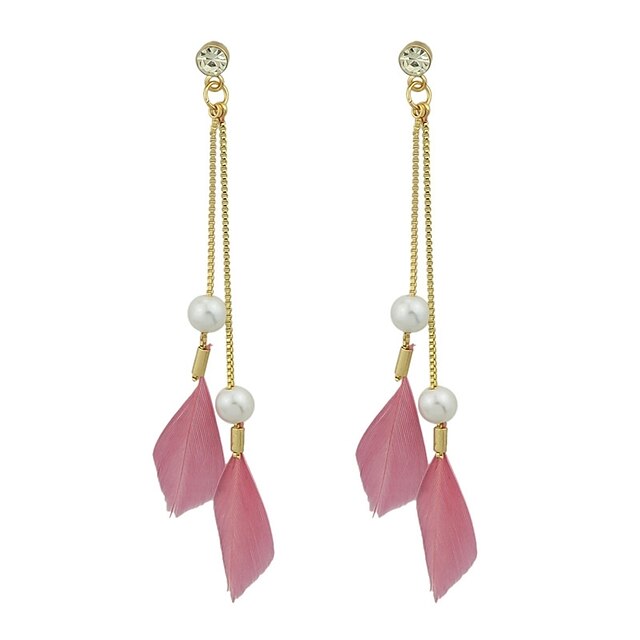  Women's Drop Earrings Long Feather Ladies Fashion Earrings Jewelry Gray / Fuchsia / Coffee For Gift Date