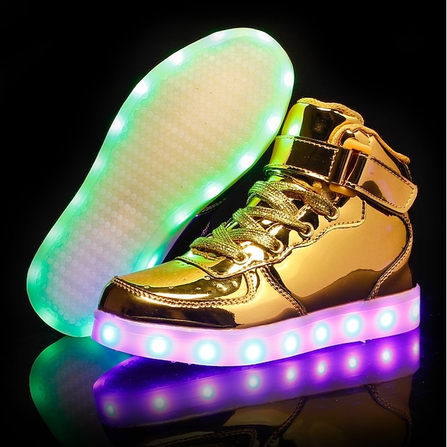  Bărbați / Unisex Lumina pantofilor Vară / Toamnă LED Casual În aer liber Adidași PU Alb / Negru / Auriu / EU40