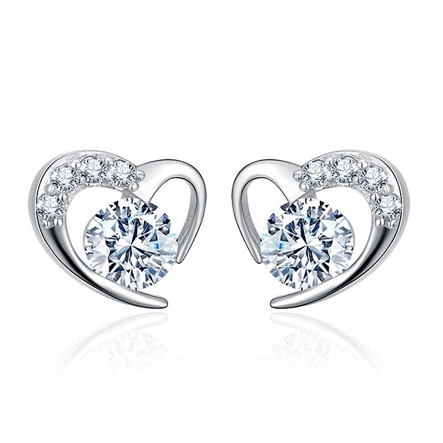  Women's Diamond Cubic Zirconia tiny diamond Stud Earrings Heart Ladies Sweet Fashion Zircon Earrings Jewelry Purple / Silver For Daily Date